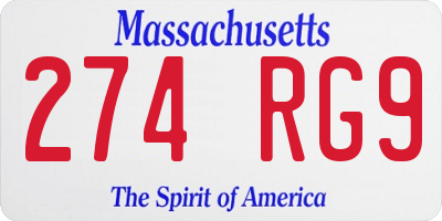 MA license plate 274RG9