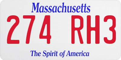 MA license plate 274RH3