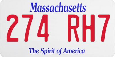 MA license plate 274RH7