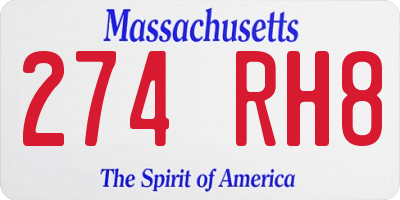 MA license plate 274RH8