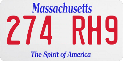 MA license plate 274RH9