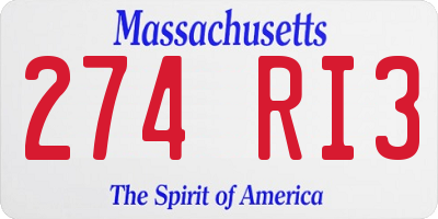 MA license plate 274RI3