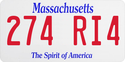 MA license plate 274RI4