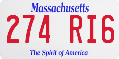 MA license plate 274RI6