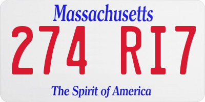 MA license plate 274RI7