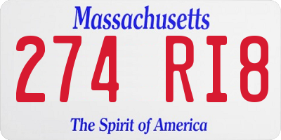 MA license plate 274RI8