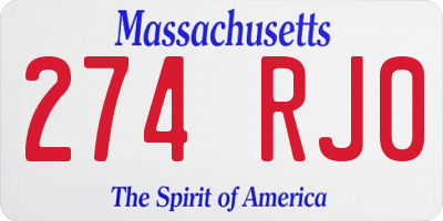 MA license plate 274RJ0