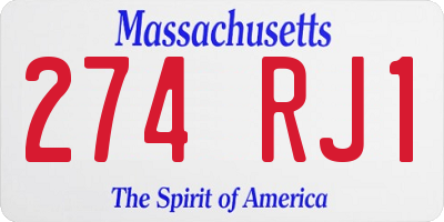 MA license plate 274RJ1