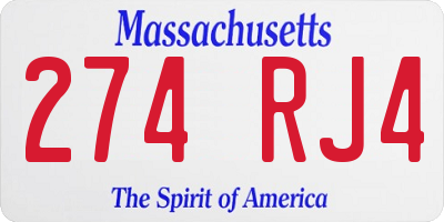 MA license plate 274RJ4