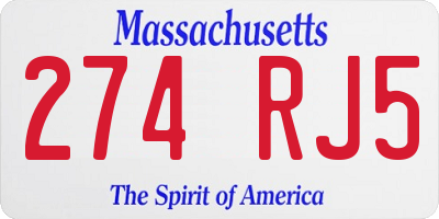 MA license plate 274RJ5