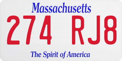 MA license plate 274RJ8