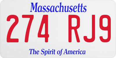 MA license plate 274RJ9