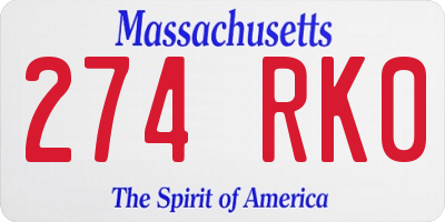 MA license plate 274RK0