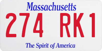 MA license plate 274RK1
