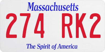 MA license plate 274RK2