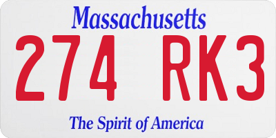 MA license plate 274RK3