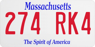 MA license plate 274RK4