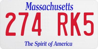 MA license plate 274RK5