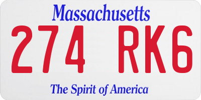 MA license plate 274RK6