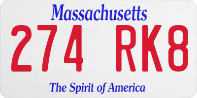 MA license plate 274RK8