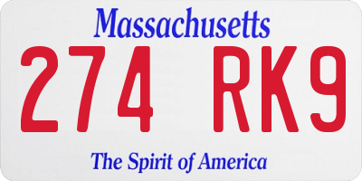 MA license plate 274RK9