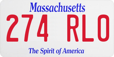 MA license plate 274RL0