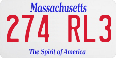 MA license plate 274RL3