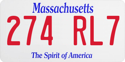 MA license plate 274RL7