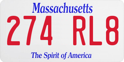 MA license plate 274RL8