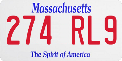 MA license plate 274RL9