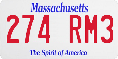 MA license plate 274RM3