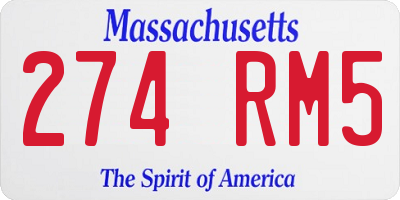 MA license plate 274RM5