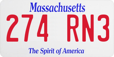 MA license plate 274RN3