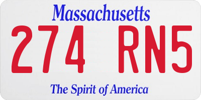 MA license plate 274RN5
