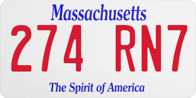 MA license plate 274RN7