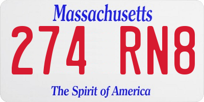 MA license plate 274RN8