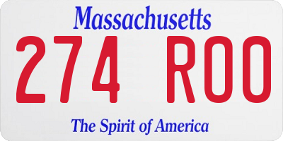 MA license plate 274RO0