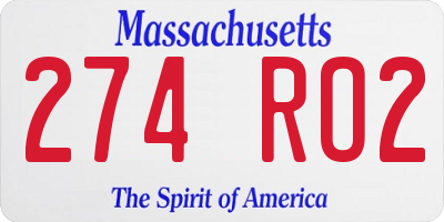 MA license plate 274RO2