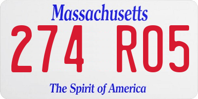 MA license plate 274RO5