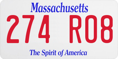 MA license plate 274RO8