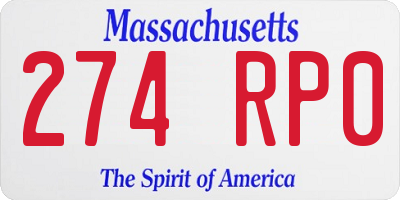 MA license plate 274RP0