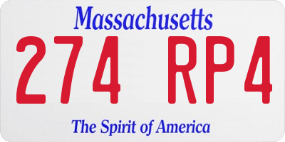 MA license plate 274RP4
