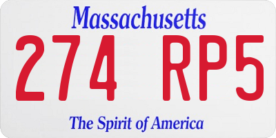 MA license plate 274RP5