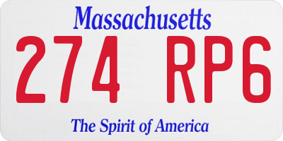 MA license plate 274RP6