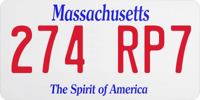 MA license plate 274RP7