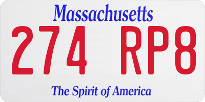 MA license plate 274RP8