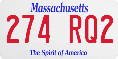 MA license plate 274RQ2