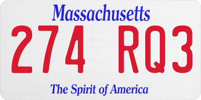 MA license plate 274RQ3