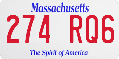MA license plate 274RQ6