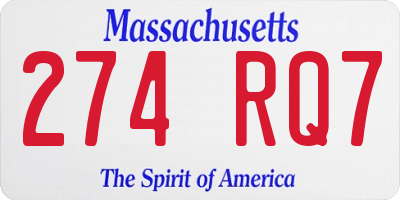 MA license plate 274RQ7
